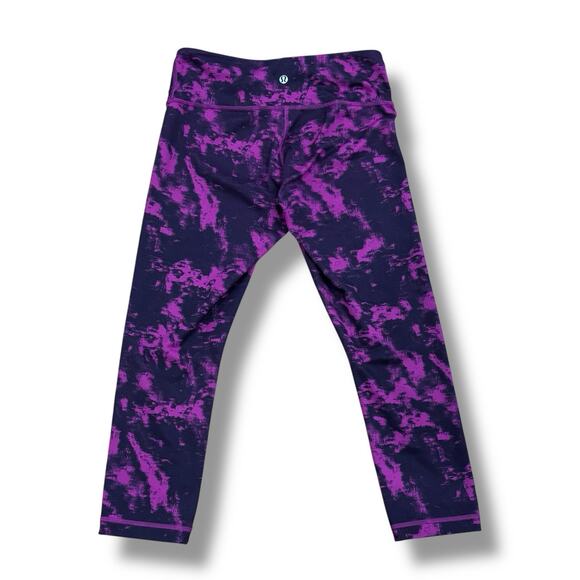 Lululemon Size 6 Wunder Under Purple Tie Dye Luon Pull On Stretch Leggings - Picture 5 of 5